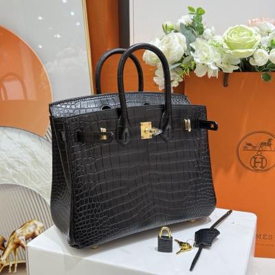 wholesale quality birkin 25 matte alligator noir ghw 